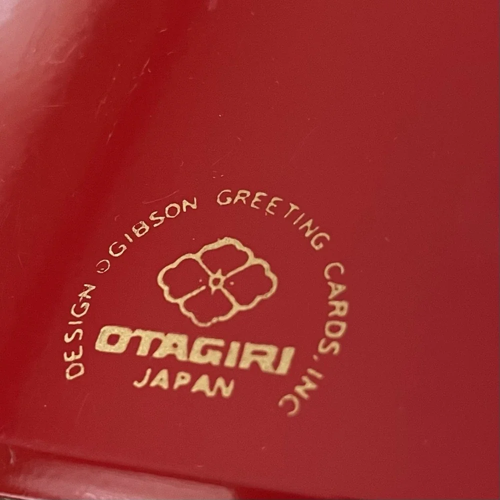 Vintage Gibson Greeting Otagiri Japan Red Lacquer Christmas Card Address Book